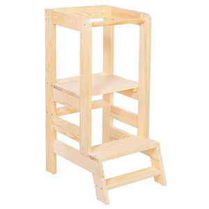SPRINGOS Kuchyňský pomocník Kuchyňský pomocník pro batolata 90x39x52 cm Montessori výuková věž z masivního dřeva Stabilní borovicová vysoká židle Schodišťová vysoká židle