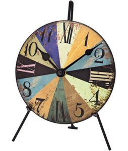 AMS 1164 Stolní hodiny quartzové analogové barevné šikmé kovové vintage ošuntělé starožitné