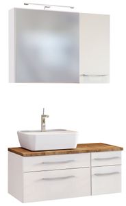 Held Möbel Waschtisch-Set Davos 90 cm -H- (links) weiß/matt weiß