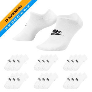 NIKE Socken - Farbe: 18 Paar Weiß Sneaker Socken - Größe: 34-38