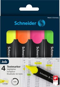 SCHNEIDER SN50-1500 Zvýrazňovač Job 150 univerzálny - 1 + 5 mm, klinový hrot, rôzne, balenie po 4 ks