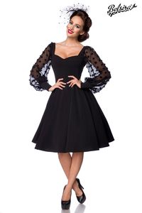 Belsira Damen Vintage Kleid Retro 50s 60s Rockabilly Sommerkleid Partykleid, Größe:M, Farbe:Schwarz