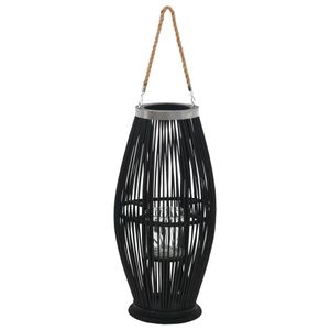 Prolenta Premium  Hängender Kerzenleuchter Bambus Schwarz 60 cm