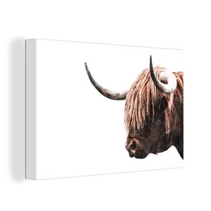 OneMillionCanvasses® - Leinwandbilder - 150x100 cm, Schottische Hochlandrind - Kühe - Hoorn, Wandbilder Wohnzimmer Hochland Rind - Tier Wanddekoration - Hochland Rind - Kuh - Gemälde auf Holzrahmen
