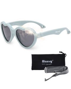 Maesy Baby Sonnenbrille 0-2 Jahre - Flexibel biegbar - Gummiband - Polarisierter UV400 Schutz - Jungen und Mädchen - Herz - Maes - Blau