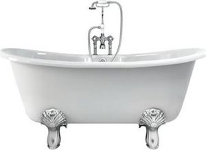 Casa Padrino Jugendstil Badewanne Naturstein freistehend 170 x 80 x 67 cm BCha Weiß, Retro Antik Badewanne, Füsse: Weiß Luxury Classic