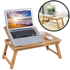Laptoptisch aus Bambusholz - Höhenverstellbar, kippbar und faltbar - Nachttisch für Laptop, Buch, Tablet - Frühstück am Bett / Nachttisch - Decopatent