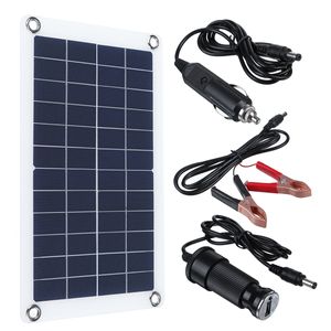 Solarpanel 12V 30W Solarmodul Solarzelle Solar Ladegerät USB Auto Boot mit Zigarettenanzünder