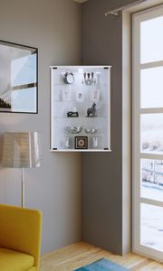 VCM Hängevitrine Wandvitrine Eckvitrine Glastür Vecko Weiß VCM Hängevitrine Wandvitrine Eckvitrine Glastür Vecko Weiß