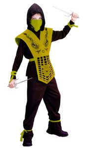 goldenes Ninja Kostüm für Kinder, Größe:122/128