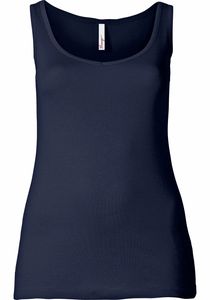 sheego Damen Große Größen Longtop fein gerippte Shirtware Tanktop Basicmode sportlich V-Ausschnitt - unifarben