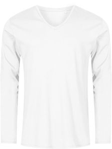Promodoro Pánské tričko s dlouhým rukávem a výstřihem do V - X.O 1460 White White M