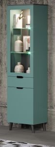 Stauraumvitrine "Melton" Vitrine in Dusk Blue 49 x 195 cm, trendiges Design