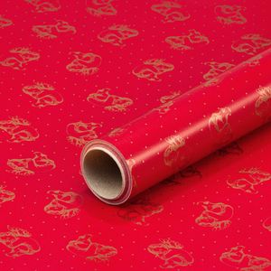 Geschenkpapier rot mit goldenen Engeln, Geburtstagspapier, 0,7 x 10 m