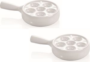 Schneckenpfanne weiß mit Stielgriff 2er Set