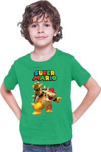 Mario Bowser Dragon Kinder T-shirt Super Mario Luigi Bowser Nintendo, 5-6 Jahr - 116/Grün