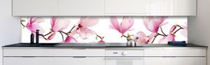 Küchenrückwand Magnolien Zweig Premium Hart-PVC 0,4 mm selbstklebend - Direkt auf die Fliesen, Größe:280 x 60 cm