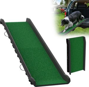 XMTECH rampa dla psa składane stopnie dla psa rampa do samochodu rampa do bagażnika dla zwierząt pomoc przy wchodzeniu do bagażnika, do 90 kg, 156x40cm, lekkie stabilne, antypoślizgowe stopnie dla psa, niebieskie