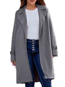 Damen Wintermantel Outwear Casual Trenchcoats Warme Strickjacke Jacke Outdoor Overcoat Grau,Größe 3XL