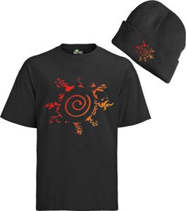 Top Naruto Shippuden Seal Minato Circle Nintail - sada čepice a organické pánské tričko Anime Shirt Zimní čepice zimní manga móda