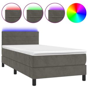 vidaXL Postel Boxspring s matrací a LED diodami Dark Grey 100x200 cm Velvet