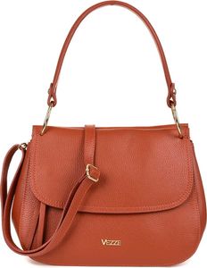 Lamba Elegante Damenlederhandtasche - Hochwertige italienische Handtasche aus Leder - mit mehreren Fächern, sicherem Reißverschluss - Orange-Papaya