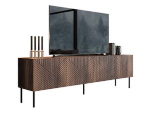 MIRJAN24 TV-Lowboard Art Deco 3D 150, TV-Schrank mit 4 Türen, Griffloses Öffnungssystem push to open, Metallfüße (Farbe: Nuss Warmia)