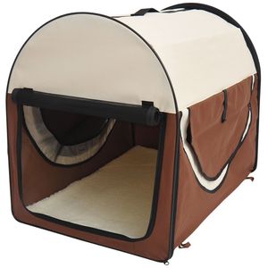 PawHut Hundebox faltbare Hundetransportbox Transportbox für Tier 2 Farben 5 Größen S (46x36x41 cm), kaffeebraun-creme