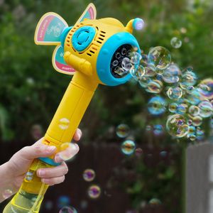 25cm 8 Loch Seifenblasenpistole mit Licht für Kinder Kleinkinder mit 180ml Seifenblasenflüssigkeit, 360° Auslaufsichere Automatische Seifenblasenmaschine