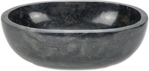 FaHome Marmor Waschbecken, Oval aus schwarzem Marmor - 15x45x30 cm