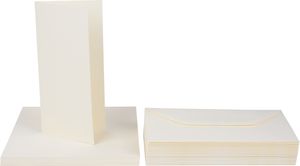 Doppelkarten mit Umschlägen, DIN lang, 21 x 10 cm, 225g/m², 100tlg. Elfenbein
