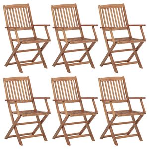 HOMMIE© Outdoor-Stuhl ,Klappbare 6er Set Gartenstühle Massivholz Akazie Relaxsessel Armlehnstuhl & schlichten Design