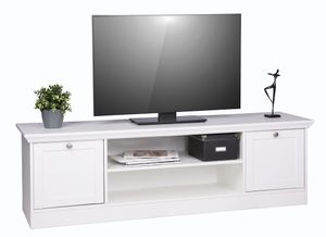 TV-Lowboard weiß Landhaus Flat TV Unterschrank 160 x 48 cm Landwood
