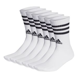 adidas Unisex Socken, 6er Pack - 3-Streifen Cushioned Crew, Logo, Streifen, gepolstert  Weiß-40-42