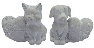 Steinfigur Grabdeko Hund / Katze mit Herz Mein Liebling Grabschmuck Gedenkstein, Motiv:Hund