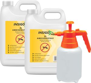 INSIGO 2x2L + 2L Sprüher Anti Ameisen Mittel Spray Gift gegen Stop frei abwehren Bekämpfung Schutz