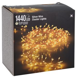 Silver Wire CLUSTER Lights - 1440 LED / 14,4m - Draht Büschel Lichterkette für Außen