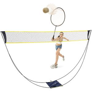 Tragbares Badmintonnetz mit Ständer-Tragetasche, zusammenklappbarem Volleyball-Tennis-Badmintonnetz - Einfache Einrichtung für Außen- / Innenplätze, Hinterhöfe, Keine Werkzeuge oder Pfähle erfor