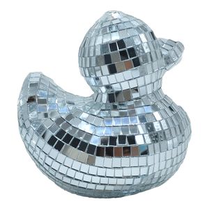 Leap Bezaubernde Disco-Spiegel-Ente, süße Enten-Diskokugel, Tisch-Disko-Dekor, reflektierende Spiegelkugel für 70er-80er-Disko-Party-Dekoration, Hochzeit - Silber