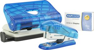 RAPESCO Heftgerät- & Locher-Set blau-transparent RAPESCO Heftgerät- & Locher-Set blau-transparent