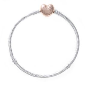Pandora Rose 580719 Schlangen-Gliederarmband mit Herz-Verschluss 21 cm