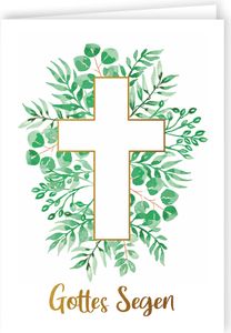 Friendly Fox Christliche Grußkarte Gottes Segen, 1x Klappkarte mit Kraftpapier Umschlag, ideal als Karte zur Taufe Kommunion Konfirmation Hochzeit