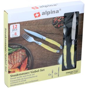 Alpina 12 tlg. Steakbesteck Steakmesser Steakgabel Besteckset Gelb