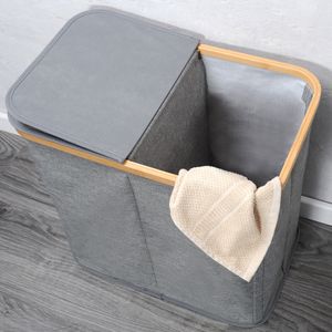 KESPER Wäschesammler, Bambus, grau 54,5 x 33 x 50 cm 19598 KESPER Wäschesammler, Bambus, grau 54,5 x 33 x 50 cm 19598