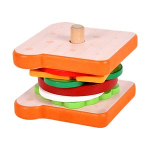 Barevná dřevěná stohovací hračka Montessori hračka Simulace sendviče DIY hračka Dřevěná hračka pro jemnou motoriku