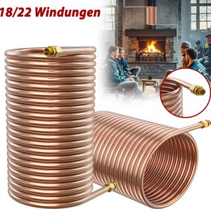 UISEBRT 10m medená rúrka 12x1mm kapilárna rúrka s 22 závitmi, 1/2" mosadzné prípojky, vnútorný priemer cca 12,5cm, ideálna pre komínové rúrky a ohrev bazéna