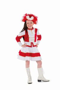 Kinder Kostüm Garde Tanzmariechen rot-weiß Karneval Fasching Gr.128