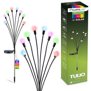 LUMILED lampa solarna, wielokolorowe świetliki RGB 70 cm, IP44, lampa solarna ogrodowa, ze szpikulcem, oświetlenie ścieżki, wiele barw RGB