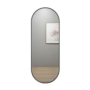 SensaHome Ovaler Ganzkörperspiegel - Wandspiegel im minimalistischen Design - Stehspiegel mit Metallrahmen - Schwarz - Modern - Ankleidespiegel - 50x160CM - Schwarz