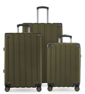 HAUPTSTADTKOFFER Q-Damm - Kofferset 3-teilig, Gepäck-Set (S+M+L) Koffer 4 Rollen Erweiterung, TSA-Schloss,Avocado